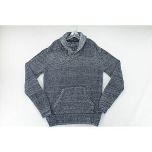 American Rag Pullover Sweater Mens Large Long Sleeve Blue Shawl Neck Cotton Cozy